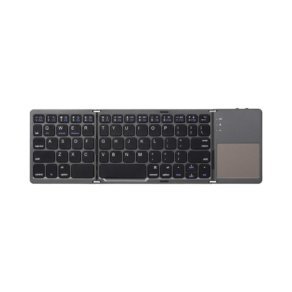 Btuty Teclado BT sem fio Teclado dobrável Teclado BT ultra fino portátil com Touchpad Compatible with Windows/Android/iOS Cinza